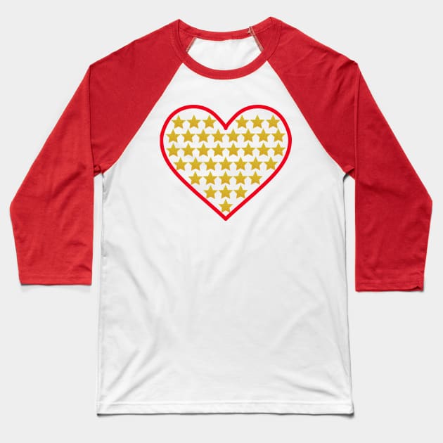 Little gold stars in heart shape Baseball T-Shirt by Nano-none
